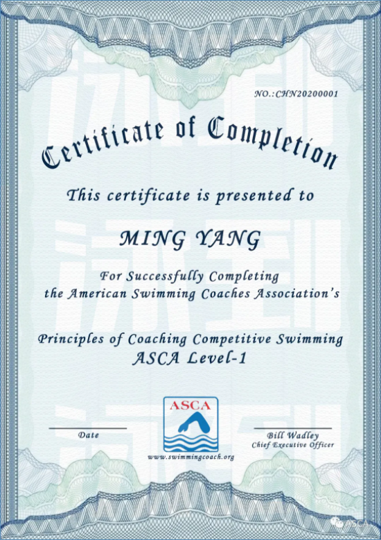asca国际游泳教练认证图片